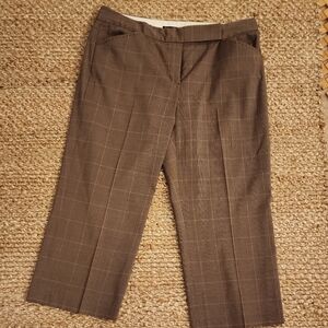Tahari Checkered Brown Trousers